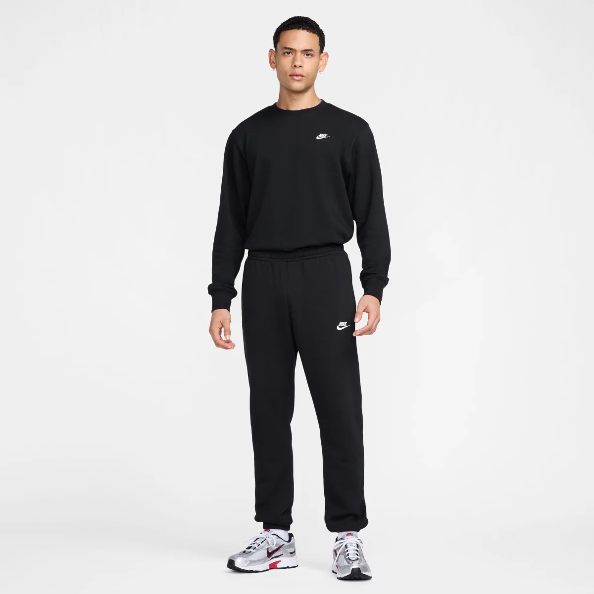 Nike - Nike Club French Terry Ανδρικό Φούτερ - BLACK-WHIT (0313)