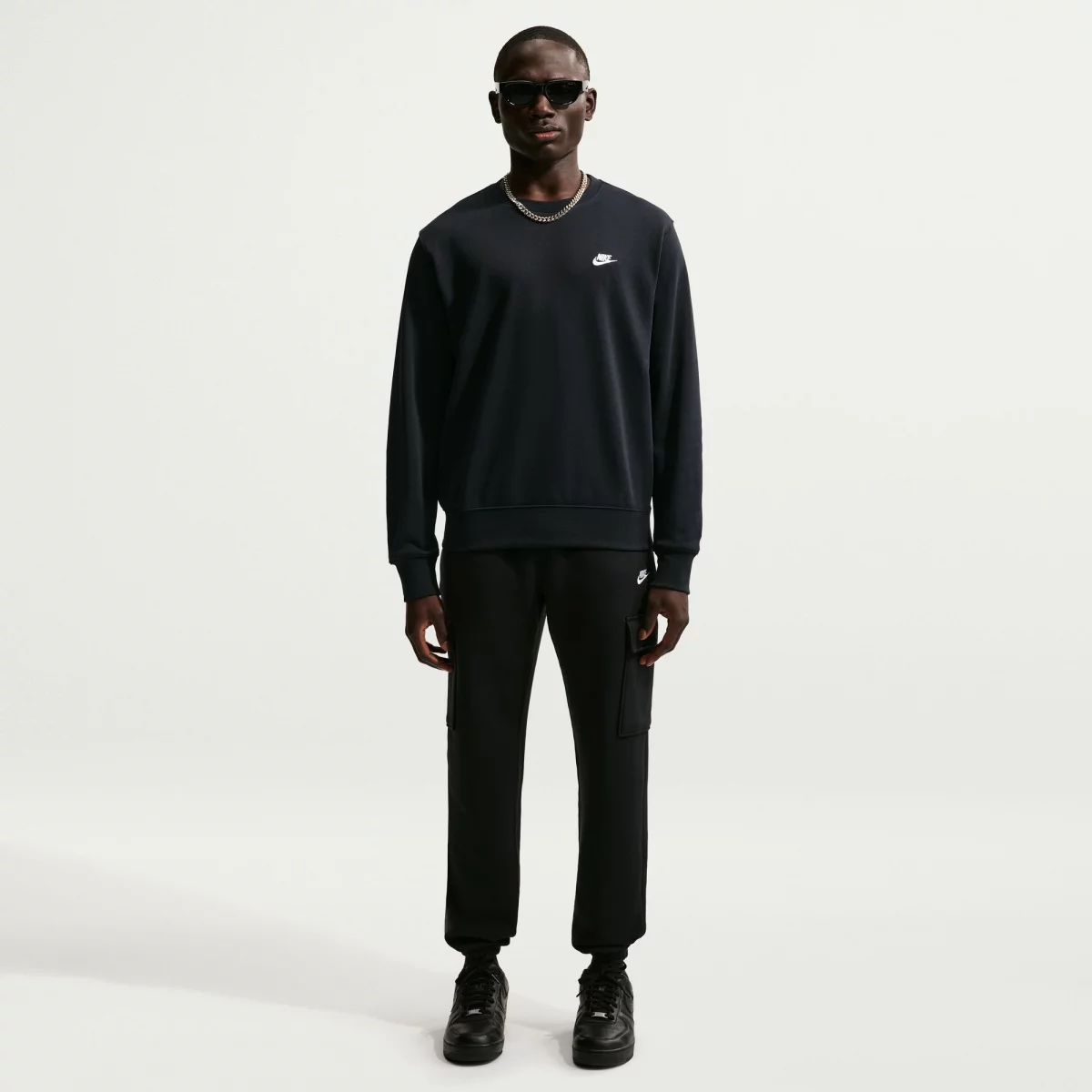 Nike - Nike Club French Terry Ανδρικό Φούτερ - BLACK-WHIT (0313)