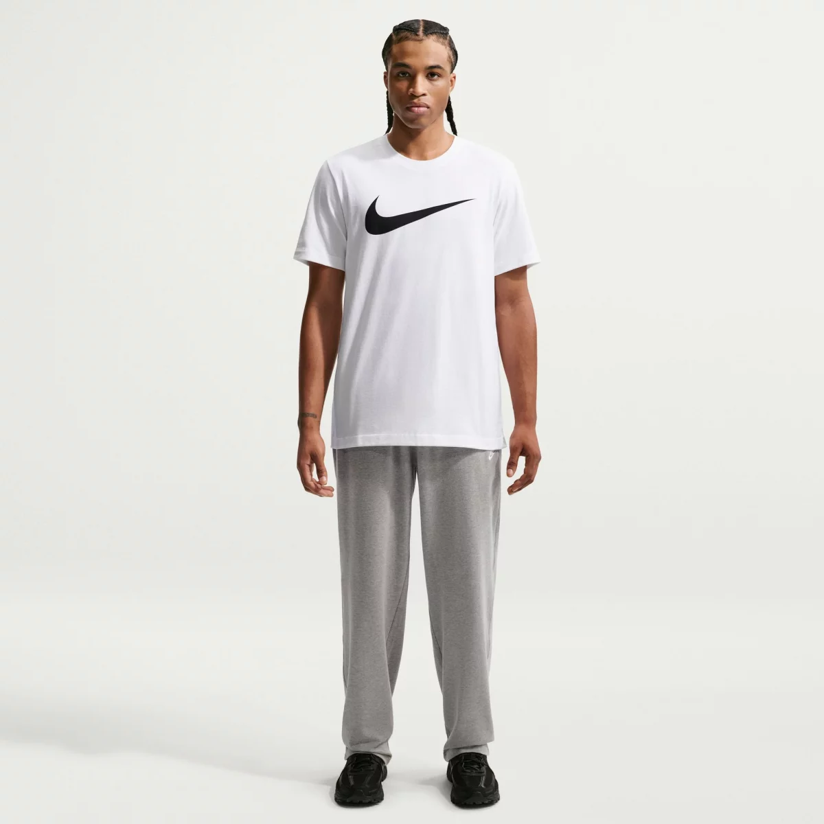 Nike - Nike Sportswear Swoosh Ανδρικό T-shirt - WHITE-BLAK (0275)